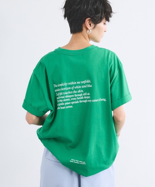 BARNYARDSTORM（バンヤードストーム）の「BARNYARDSTORM / ドライ天竺バックロゴT【吸水速乾 / JAPAN FABRIC】（Tシャツ/カットソー・レディース・ベージュ/ホワイト/グリーン・FREE）」の4枚目の写真