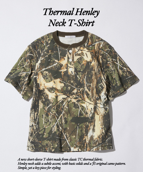 JOURNAL STANDARD（ジャーナルスタンダード）の「TC サーマル 半袖 ヘンリーネック Tシャツ（Tシャツ/カットソー・メンズ・ダークグリーン/カーキ/ブラック/ホワイト・LARGE/MEDIUM）」の4枚目の写真
