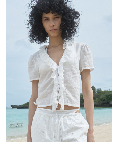 Kijun(キジュン)の「Cotton Ruffle Blouse Off-White(シャツ/ブラウス・レディース・その他・SMALL/MEDIUM)」の1枚目の写真