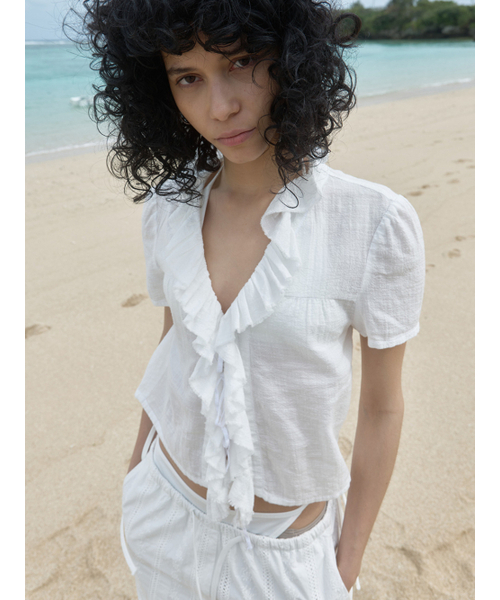 Kijun(キジュン)の「Cotton Ruffle Blouse Off-White(シャツ/ブラウス・レディース・その他・SMALL/MEDIUM)」の2枚目の写真