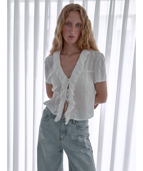 Kijun(キジュン)の「Cotton Ruffle Blouse Off-White(シャツ/ブラウス・レディース・その他・SMALL/MEDIUM)」の3枚目の写真