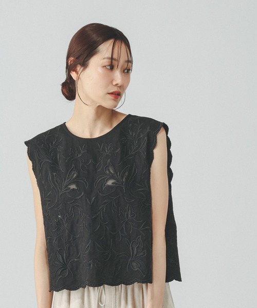 GLOBAL WORK(グローバルワーク)の「meets India/刺繍レースベスト/601191(ベスト・レディース・ブラック/ブラウン系その他6/ホワイト・FREE)」の3枚目の写真