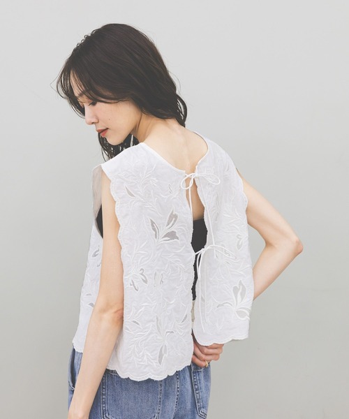 GLOBAL WORK(グローバルワーク)の「meets India/刺繍レースベスト/601191(ベスト・レディース・ブラック/ブラウン系その他6/ホワイト・FREE)」の9枚目の写真