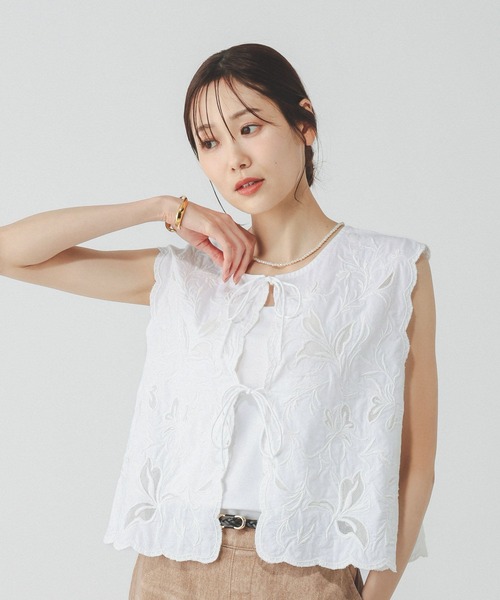 GLOBAL WORK(グローバルワーク)の「meets India/刺繍レースベスト/601191(ベスト・レディース・ブラック/ブラウン系その他6/ホワイト・FREE)」の16枚目の写真