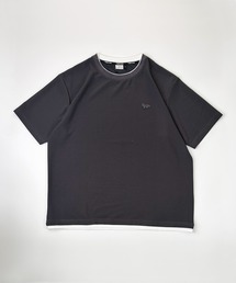ハーフミラノ フェイクレイヤードクルーネック半袖Tシャツ