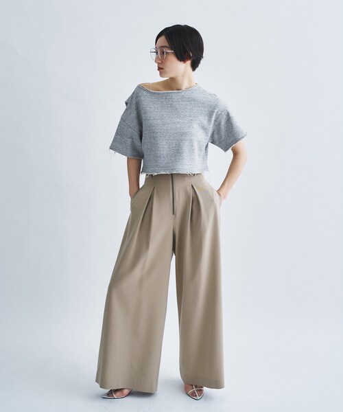 CODE A(コードエー)の「back open half-sleeve sweat(Tシャツ/カットソー・レディース・スミクロ/グレー/オフホワイト・00)」の7枚目の写真