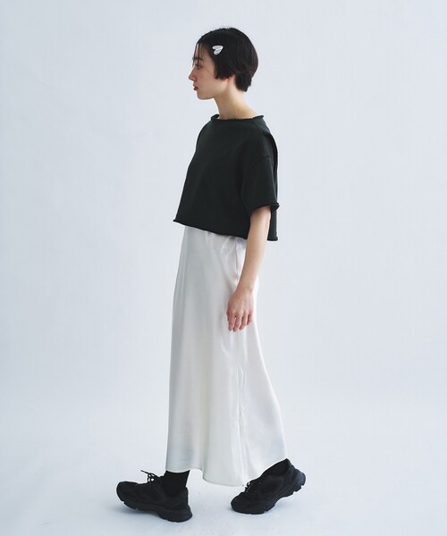 CODE A(コードエー)の「back open half-sleeve sweat(Tシャツ/カットソー・レディース・スミクロ/グレー/オフホワイト・00)」の12枚目の写真