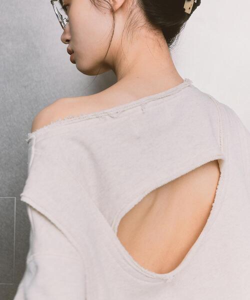 CODE A(コードエー)の「back open half-sleeve sweat(Tシャツ/カットソー・レディース・スミクロ/グレー/オフホワイト・00)」の14枚目の写真