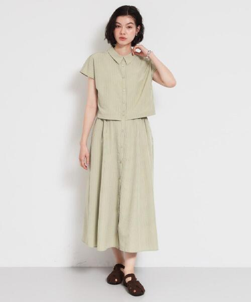 THE SHOP TK (ザ ショップ ティーケー )の「サッカードッキング風ワンピース(ワンピース・レディース・グリーン系3/ネイビー・12/13)」の3枚目の写真