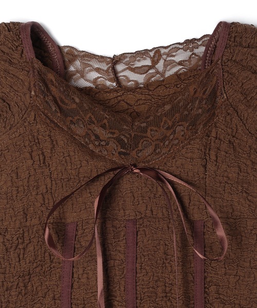 M DOLLY（エムドリー）の「Lace amelie ribbon shirring tops/レースアメリリボンシャーリングトップス（Tシャツ/カットソー・レディース・ブラウン/アイボリー・M/S）」の19枚目の写真