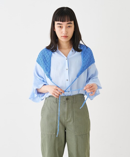 collex(コレックス)の「ギャザー&タック半袖リネンブラウス(シャツ/ブラウス・レディース・サックスブルー/ピンクベージュ・フリー)」の6枚目の写真