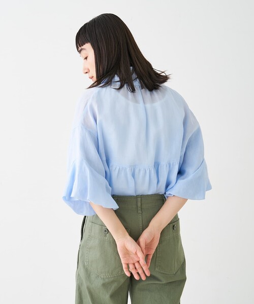 collex(コレックス)の「ギャザー&タック半袖リネンブラウス(シャツ/ブラウス・レディース・サックスブルー/ピンクベージュ・フリー)」の7枚目の写真