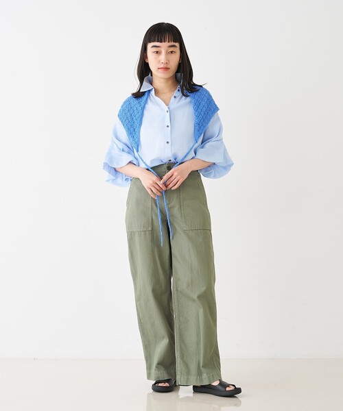 collex(コレックス)の「ギャザー&タック半袖リネンブラウス(シャツ/ブラウス・レディース・サックスブルー/ピンクベージュ・フリー)」の9枚目の写真