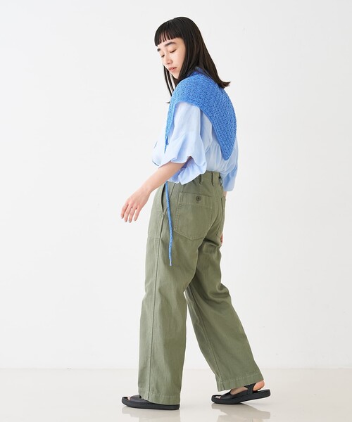 collex(コレックス)の「ギャザー&タック半袖リネンブラウス(シャツ/ブラウス・レディース・サックスブルー/ピンクベージュ・フリー)」の10枚目の写真