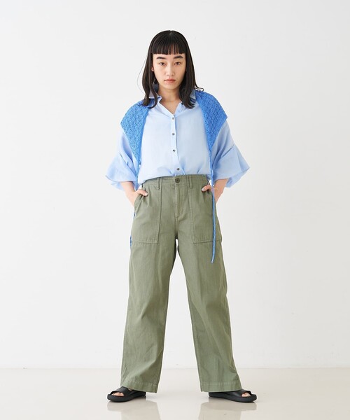 collex(コレックス)の「ギャザー&タック半袖リネンブラウス(シャツ/ブラウス・レディース・サックスブルー/ピンクベージュ・フリー)」の12枚目の写真