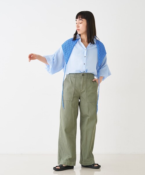 collex(コレックス)の「ギャザー&タック半袖リネンブラウス(シャツ/ブラウス・レディース・サックスブルー/ピンクベージュ・フリー)」の14枚目の写真