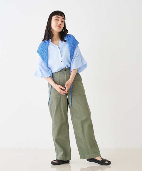 collex(コレックス)の「ギャザー&タック半袖リネンブラウス(シャツ/ブラウス・レディース・サックスブルー/ピンクベージュ・フリー)」の15枚目の写真