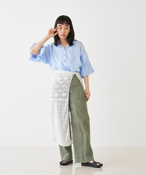 collex(コレックス)の「ギャザー&タック半袖リネンブラウス(シャツ/ブラウス・レディース・サックスブルー/ピンクベージュ・フリー)」の18枚目の写真