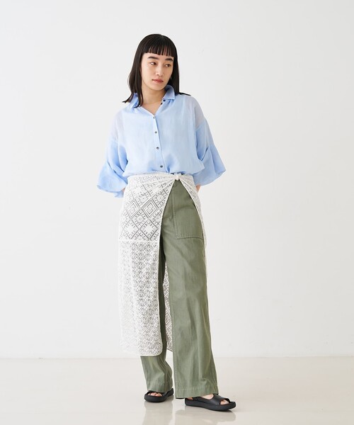 collex(コレックス)の「ギャザー&タック半袖リネンブラウス(シャツ/ブラウス・レディース・サックスブルー/ピンクベージュ・フリー)」の19枚目の写真
