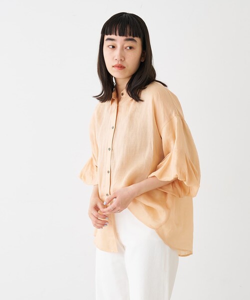 collex(コレックス)の「ギャザー&タック半袖リネンブラウス(シャツ/ブラウス・レディース・サックスブルー/ピンクベージュ・フリー)」の20枚目の写真
