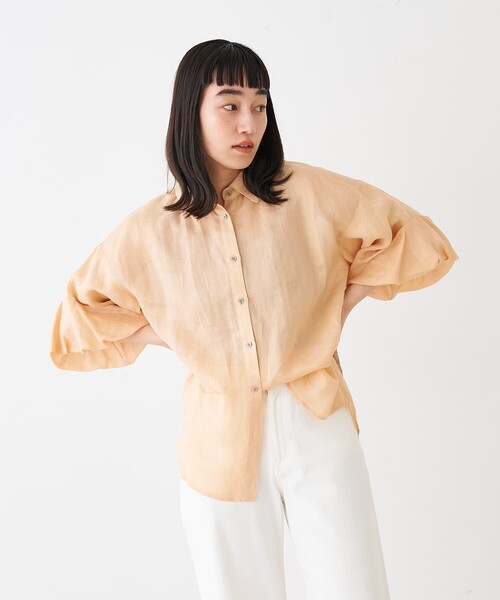 collex(コレックス)の「ギャザー&タック半袖リネンブラウス(シャツ/ブラウス・レディース・サックスブルー/ピンクベージュ・フリー)」の21枚目の写真