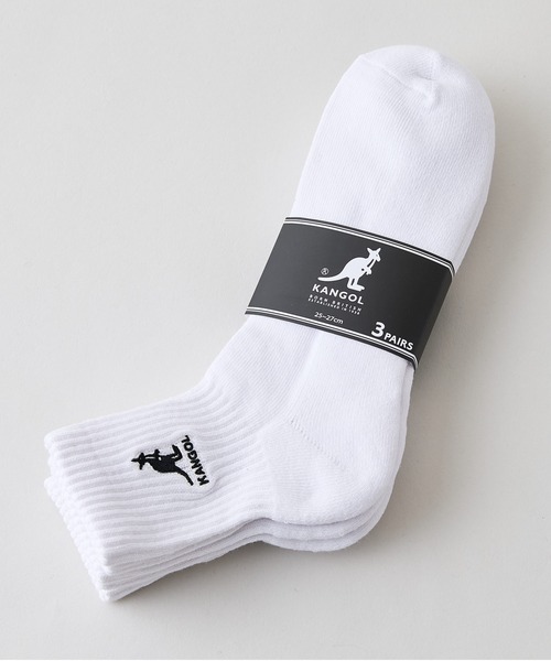 KANGOL(カンゴール)の「【KANGOL/カンゴール】【絶妙なクォーター丈】3足組 ソックス 足首丈 ミニマルデザイン 3Pセット 靴下(ソックス/靴下・メンズ・グレー/ホワイト・FREE)」の3枚目の写真