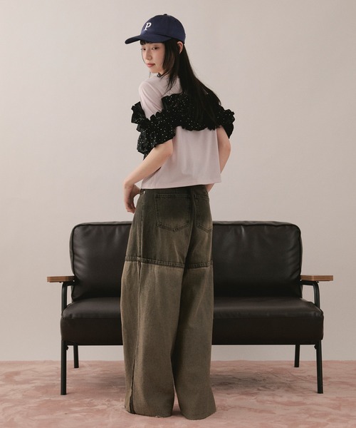 loin nuit(ロワンニュイ)の「frill docking tops / フリルドッキングトップス(Tシャツ/カットソー・レディース・アイボリー/ブラック/ピンク・FREE)」の20枚目の写真