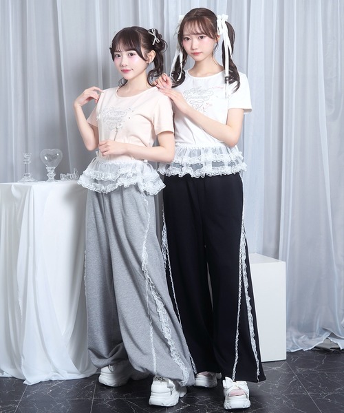 Honey Cinnamon(ハニーシナモン)の「チュールフリルスカート付きスウェットパンツ(スウェットパンツ・レディース・ブラック/グレー・FREE)」の4枚目の写真