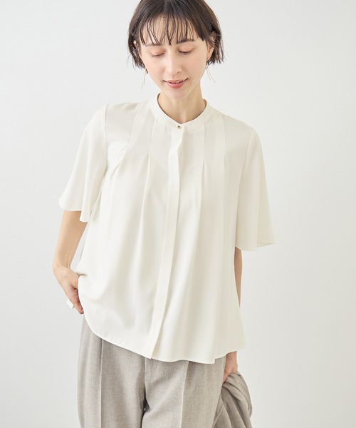 ROPE' PICNIC（ロペピクニック）の「ジョーゼットタックハーフスリーブブラウス（シャツ/ブラウス・レディース・サックスブルー/ホワイト/ライトグリーン/チャコールグレー・FREE）」の14枚目の写真