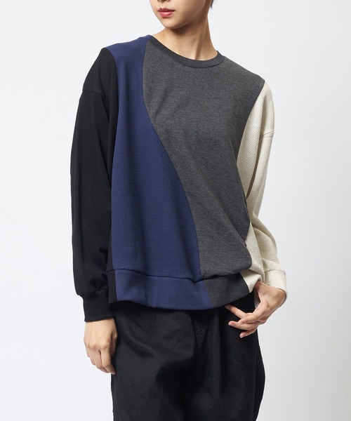 gomme(ゴム)の「ウェーブT(Tシャツ/カットソー・レディース・パープル/ブラック/チャコールグレー・MEDIUM)」の3枚目の写真