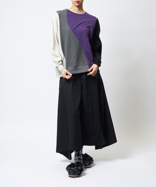 gomme(ゴム)の「ウェーブT(Tシャツ/カットソー・レディース・パープル/ブラック/チャコールグレー・MEDIUM)」の5枚目の写真