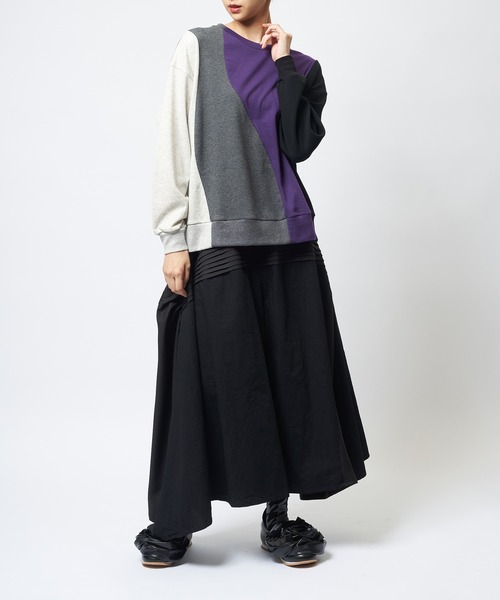 gomme(ゴム)の「ウェーブT(Tシャツ/カットソー・レディース・パープル/ブラック/チャコールグレー・MEDIUM)」の7枚目の写真