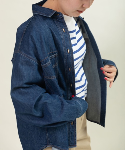 CHILD WOMAN(チャイルドウーマン)の「7ozデニムボウタイ2WAYシャツブラウス(シャツ/ブラウス・レディース・ブルー/サックスブルー・FREE)」の22枚目の写真