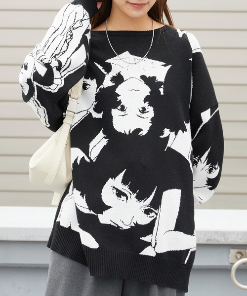 ROOPTOKYO（ループトウキョウ）の「Paprika Original Design Knit パプリカ オリジナルデザインニット 2026年 夏 夏服 秋服（ニット/セーター・メンズ・ブラック・S/M/L/XL）」の4枚目の写真