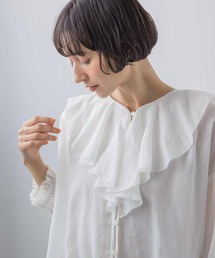 natural by clip》リネン配色フレアスリーブブラウス（シャツ/ブラウス