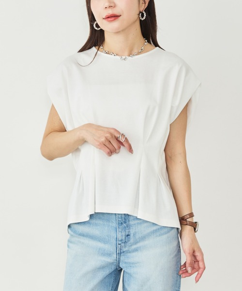 Sirin(シリン)の「デザインタックTシャツ(Tシャツ/カットソー・レディース・ベージュ/ネイビー/ホワイト・FREE)」の2枚目の写真