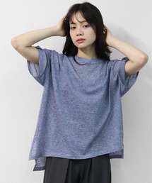 リネン混 ドライタッチシアー アシメトリールーズニット LINEN-BLEND HIGH-TWIST SHEER ASYMMETRIC LOOSE KNIT