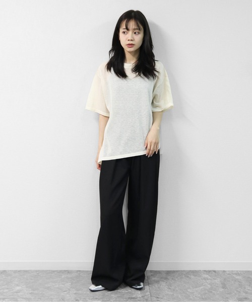 THE CELL.(ザセルドット)の「リネン混 ドライタッチシアー アシメトリールーズニット LINEN-BLEND HIGH-TWIST SHEER ASYMMETRIC LOOSE KNIT(ニット/セーター・レディース・チャコールグレー/オレンジ/ブルー/アイボリー・FREE)」の7枚目の写真