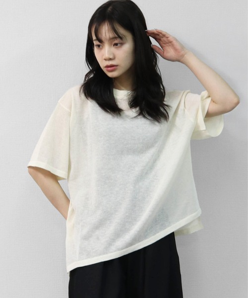 THE CELL.(ザセルドット)の「リネン混 ドライタッチシアー アシメトリールーズニット LINEN-BLEND HIGH-TWIST SHEER ASYMMETRIC LOOSE KNIT(ニット/セーター・レディース・チャコールグレー/オレンジ/ブルー/アイボリー・FREE)」の11枚目の写真