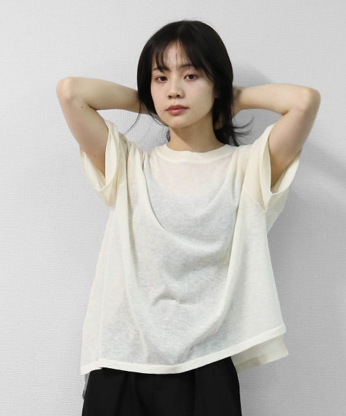 THE CELL.(ザセルドット)の「リネン混 ドライタッチシアー アシメトリールーズニット LINEN-BLEND HIGH-TWIST SHEER ASYMMETRIC LOOSE KNIT(ニット/セーター・レディース・チャコールグレー/オレンジ/ブルー/アイボリー・FREE)」の12枚目の写真