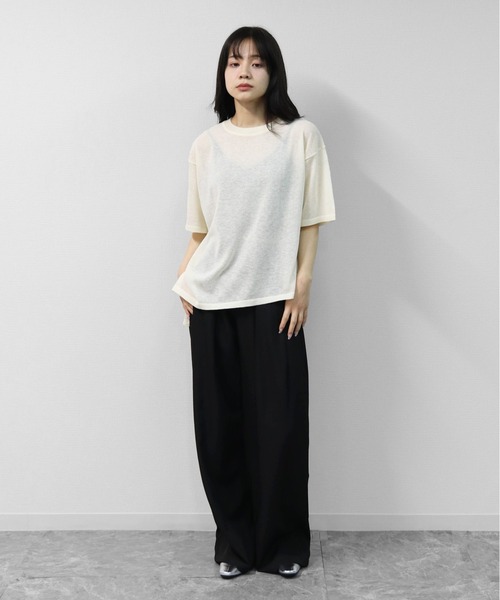 THE CELL.(ザセルドット)の「リネン混 ドライタッチシアー アシメトリールーズニット LINEN-BLEND HIGH-TWIST SHEER ASYMMETRIC LOOSE KNIT(ニット/セーター・レディース・チャコールグレー/オレンジ/ブルー/アイボリー・FREE)」の9枚目の写真