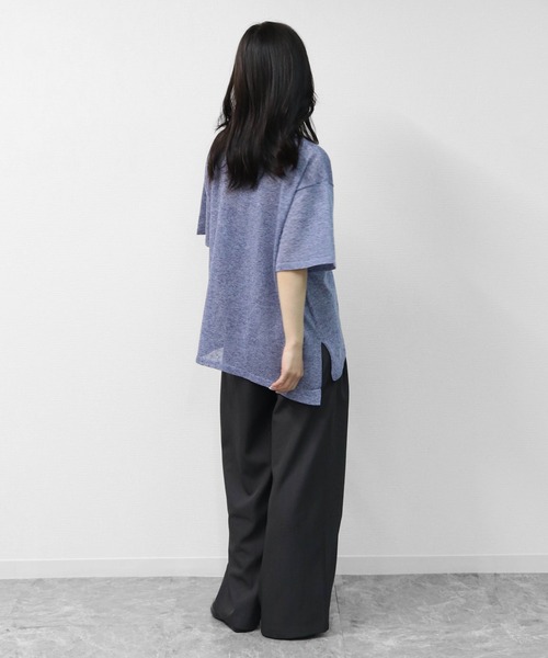 THE CELL.(ザセルドット)の「リネン混 ドライタッチシアー アシメトリールーズニット LINEN-BLEND HIGH-TWIST SHEER ASYMMETRIC LOOSE KNIT(ニット/セーター・レディース・チャコールグレー/オレンジ/ブルー/アイボリー・FREE)」の15枚目の写真