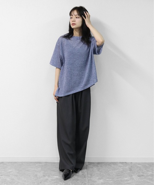 THE CELL.(ザセルドット)の「リネン混 ドライタッチシアー アシメトリールーズニット LINEN-BLEND HIGH-TWIST SHEER ASYMMETRIC LOOSE KNIT(ニット/セーター・レディース・チャコールグレー/オレンジ/ブルー/アイボリー・FREE)」の17枚目の写真