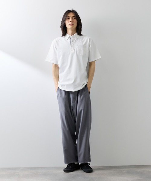 NAVY(ネイビー)の「【SARARI /サラリ】冷感スラブカノコ ボタンダウン ポロシャツ(ポロシャツ・メンズ・スミクロ/ネイビー/オフホワイト/ブルーグリーン・S/XL/L/M)」の10枚目の写真