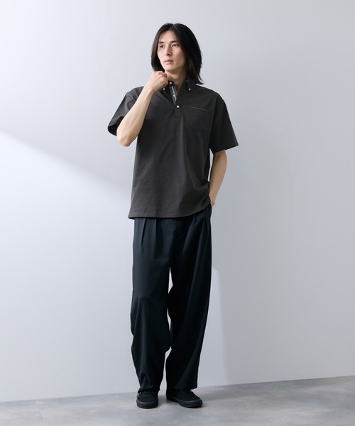 NAVY(ネイビー)の「【SARARI /サラリ】冷感スラブカノコ ボタンダウン ポロシャツ(ポロシャツ・メンズ・スミクロ/ネイビー/オフホワイト/ブルーグリーン・S/XL/L/M)」の13枚目の写真
