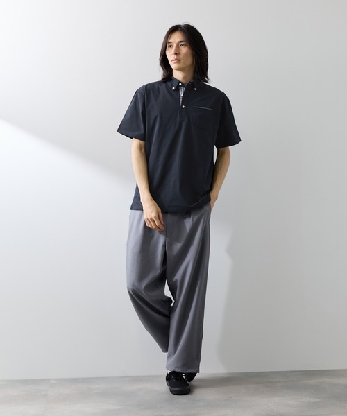 NAVY(ネイビー)の「【SARARI /サラリ】冷感スラブカノコ ボタンダウン ポロシャツ(ポロシャツ・メンズ・スミクロ/ネイビー/オフホワイト/ブルーグリーン・S/XL/L/M)」の16枚目の写真