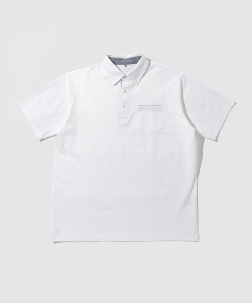 NAVY(ネイビー)の「【SARARI /サラリ】冷感スラブカノコ ボタンダウン ポロシャツ(ポロシャツ・メンズ・スミクロ/ネイビー/オフホワイト/ブルーグリーン・S/XL/L/M)」の18枚目の写真
