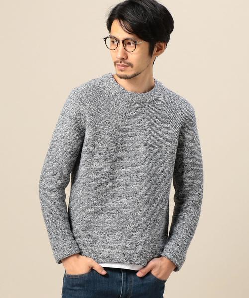 BEAUTY&YOUTH UNITED ARROWS(ビューティーアンドユースユナイテッドアローズ)の「BY コットン リンクス チューブ ニット MADE IN JAPAN◆(ニット/セーター・メンズ・その他1/ベージュ/ネイビー・MEDIUM/LARGE/SMALL/X-LARGE)」の1枚目の写真