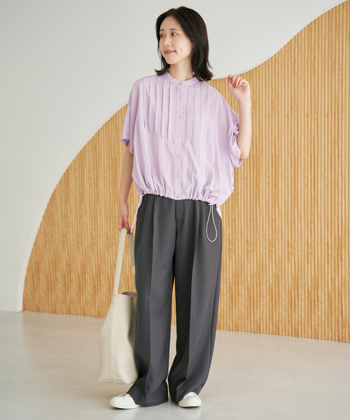 SLOBE IENA（スローブイエナ）の「《WEB限定/追加》ピンタックスピンドルブラウス（シャツ/ブラウス・レディース・ブラック/アイボリー/ラベンダー・FREE）」の8枚目の写真