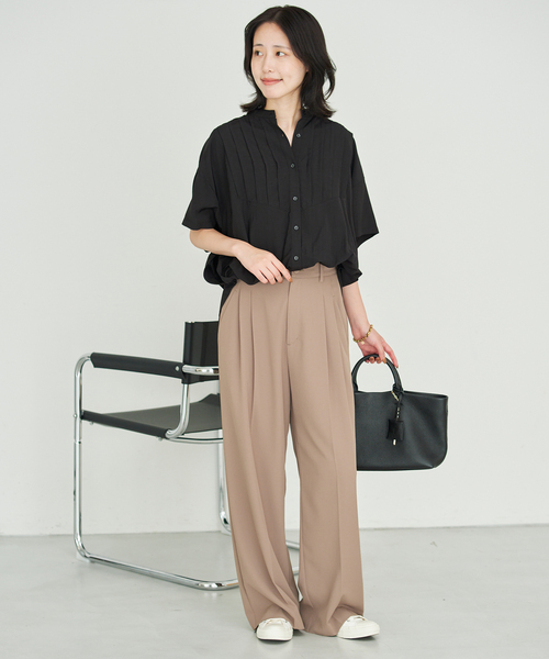 SLOBE IENA（スローブイエナ）の「《WEB限定/追加》ピンタックスピンドルブラウス（シャツ/ブラウス・レディース・ブラック/アイボリー/ラベンダー・FREE）」の13枚目の写真